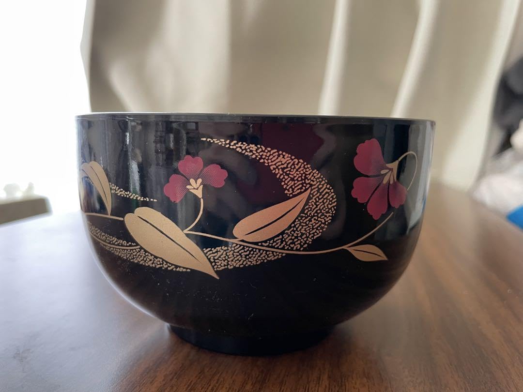 Amazon.co.jp: 桂由美 ユミカツラ お椀5個セット漆器 黒地 葉と花の